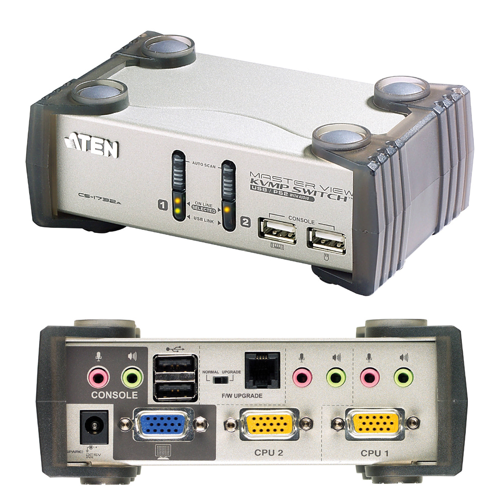 ATEN CS1732A 2포트 KVM스위치 USB PS2 오디오 케이블 포함