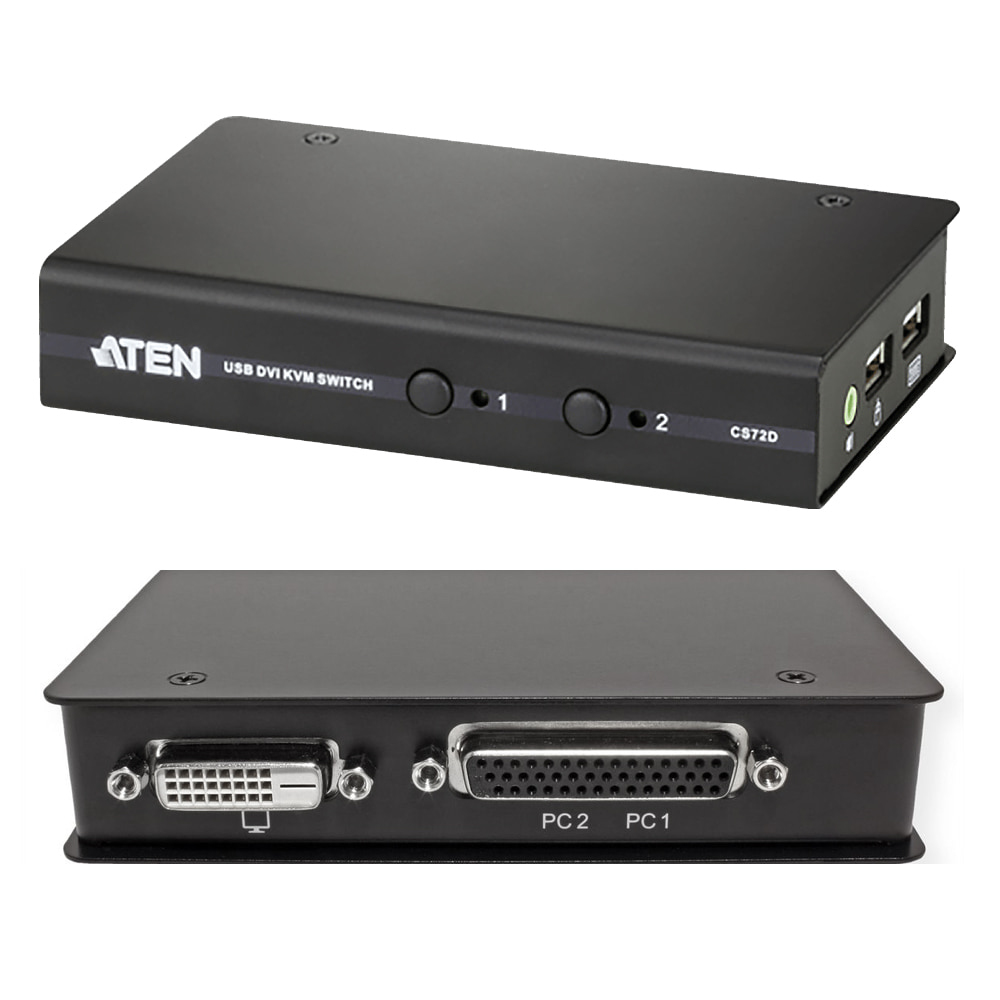 ATEN CS72D 2포트 DVI KVM스위치 USB 오디오 케이블 포함