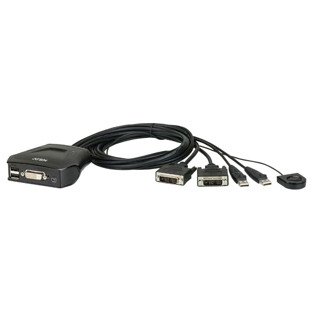ATEN CS22D 2포트 DVI KVM 스위치 USB 케이블 일체형
