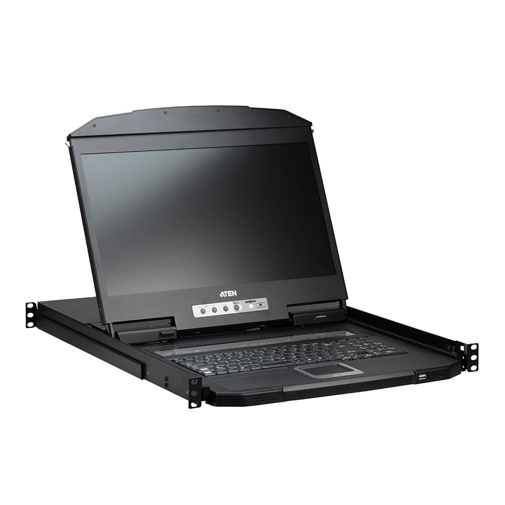 ATEN CL3116NX 18.5인치 숏 뎁스 Single Rail 16포트 PS2 USB VGA 와이드 스크린 LCD KVM 스위치